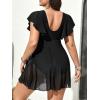 imageAmerican Trends Plus Size Swimsuit for Women Swim Dress Tummy Control One Piece Bathing Suit V Neck Swimdress Ruffle SwimwearBlack