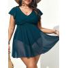 imageAmerican Trends Plus Size Swimsuit for Women Swim Dress Tummy Control One Piece Bathing Suit V Neck Swimdress Ruffle SwimwearBlue