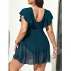 imageAmerican Trends Plus Size Swimsuit for Women Swim Dress Tummy Control One Piece Bathing Suit V Neck Swimdress Ruffle SwimwearBlue