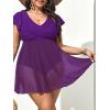 imageAmerican Trends Plus Size Swimsuit for Women Swim Dress Tummy Control One Piece Bathing Suit V Neck Swimdress Ruffle SwimwearPurple