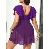 imageAmerican Trends Plus Size Swimsuit for Women Swim Dress Tummy Control One Piece Bathing Suit V Neck Swimdress Ruffle SwimwearPurple