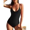 imageAmerican Trends Sexy One Piece Swimsuit for Women V Neck Bathing Suit Sexy Open Back High Cut SwimwearBlack