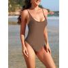 imageAmerican Trends Sexy One Piece Swimsuit for Women V Neck Bathing Suit Sexy Open Back High Cut SwimwearBrown