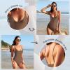 imageAmerican Trends Sexy One Piece Swimsuit for Women V Neck Bathing Suit Sexy Open Back High Cut SwimwearGreen