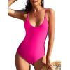 imageAmerican Trends Sexy One Piece Swimsuit for Women V Neck Bathing Suit Sexy Open Back High Cut SwimwearHot Pink