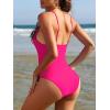 imageAmerican Trends Sexy One Piece Swimsuit for Women V Neck Bathing Suit Sexy Open Back High Cut SwimwearHot Pink