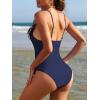 imageAmerican Trends Sexy One Piece Swimsuit for Women V Neck Bathing Suit Sexy Open Back High Cut SwimwearNavy