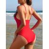 imageAmerican Trends Sexy One Piece Swimsuit for Women V Neck Bathing Suit Sexy Open Back High Cut SwimwearRed