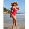 imageAmerican Trends Sexy One Piece Swimsuit for Women V Neck Bathing Suit Sexy Open Back High Cut SwimwearRed