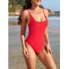 imageAmerican Trends Sexy One Piece Swimsuit for Women V Neck Bathing Suit Sexy Open Back High Cut SwimwearRed