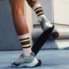 imageAmerican Trends Womens Striped Socks Retro Crew Socks Women Slouchy Athletic Calf Tube Socks2packbrown Striped