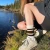 imageAmerican Trends Womens Striped Socks Retro Crew Socks Women Slouchy Athletic Calf Tube Socks2packbrown Striped