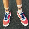 imageAmerican Trends Womens Striped Socks Retro Crew Socks Women Slouchy Athletic Calf Tube Socks2packorangered