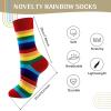 imageAmerican Trends Womens Striped Socks Retro Crew Socks Women Slouchy Athletic Calf Tube Socks2packrainbow