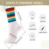 imageAmerican Trends Womens Striped Socks Retro Crew Socks Women Slouchy Athletic Calf Tube Socks2packrainbow Stripe