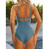 imageModest One Piece Swimsuit Women Tummy Control 2025 Long Torso Slimming Bathing Suit Cute Floral Swim SuitsBlue