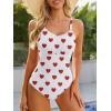 imageModest One Piece Swimsuit Women Tummy Control 2025 Long Torso Slimming Bathing Suit Cute Floral Swim SuitsWhite Heart