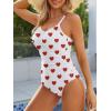 imageModest One Piece Swimsuit Women Tummy Control 2025 Long Torso Slimming Bathing Suit Cute Floral Swim SuitsWhite Heart