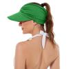 imageSun Hats for Women UV Protection Sun Visor Wide Brim Summer Hats with PonytailGreen