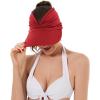 imageSun Hats for Women UV Protection Sun Visor Wide Brim Summer Hats with PonytailRed