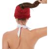 imageSun Hats for Women UV Protection Sun Visor Wide Brim Summer Hats with PonytailRed