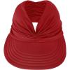 imageSun Hats for Women UV Protection Sun Visor Wide Brim Summer Hats with PonytailRed