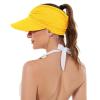 imageSun Hats for Women UV Protection Sun Visor Wide Brim Summer Hats with PonytailYellow