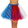 imageWomens Tutu Skirt Elastic 5 Layered Vintage Tulle Ballet Skirt Party Festival CostumeRed Blue and White