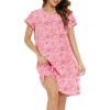 imageAmerican Trends Nightgowns for Women Cotton Night Shirts Short Sleeve Night Gown Dress Casual Pajamas Soft SleepwearPink Floral