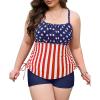 imageAmerican Trends Plus Size Tankini Swimsuits Tummy Control Two Piece Bathing Suits for Women with Shorts SwimwearAmerican Flag