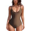 imageAmerican Trends Sexy One Piece Swimsuit for Women V Neck Bathing Suit Sexy Open Back High Cut SwimwearBrown