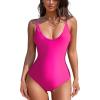imageAmerican Trends Sexy One Piece Swimsuit for Women V Neck Bathing Suit Sexy Open Back High Cut SwimwearHot Pink