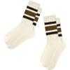 imageAmerican Trends Womens Striped Socks Retro Crew Socks Women Slouchy Athletic Calf Tube Socks2packbrown Striped