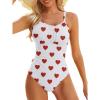 imageModest One Piece Swimsuit Women Tummy Control 2025 Long Torso Slimming Bathing Suit Cute Floral Swim SuitsWhite Heart