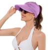 imageSun Hats for Women UV Protection Sun Visor Wide Brim Summer Hats with PonytailPurple
