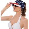imageSun Hats for Women UV Protection Sun Visor Wide Brim Summer Hats with PonytailUsa Hat