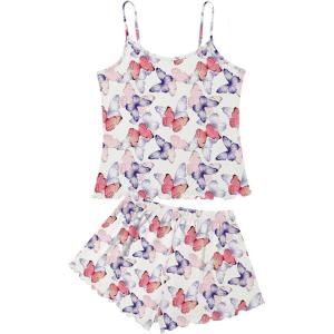 imageAmerican Trends Cute Pajamas for Women Strawberry Print Cami Top and Shorts Pj Set Two Piece Pajama Set Sleepwear Sleep SetButterfly