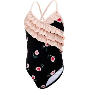 imageAmerican Trends Girls Swimwear Girls One Piece Swimsuits Ruffle Kids Bathing Suits for GirlsBlackflowers