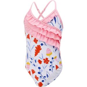 imageAmerican Trends Girls Swimwear Girls One Piece Swimsuits Ruffle Kids Bathing Suits for GirlsWhiteflowers
