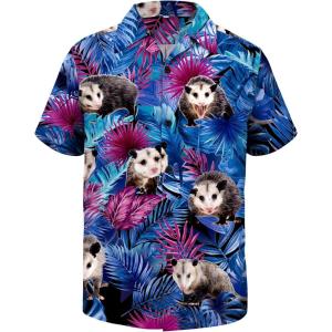 imageAmerican Trends Hawaiian Shirt for Men Short Sleeve Tropical Beach Shirts Mens Casual Button Down Summer Vacation WearPossum Palm Tree Leaves