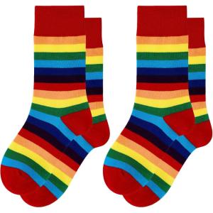 imageAmerican Trends Womens Striped Socks Retro Crew Socks Women Slouchy Athletic Calf Tube Socks2packrainbow
