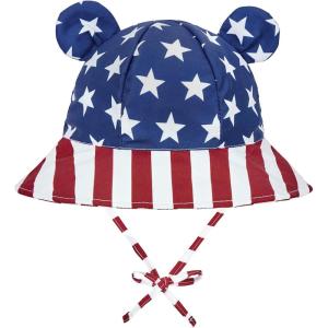 imageBaby Sun Hat Toddler Baby Girl Hats UPF 50 Summer Kids Beach Wide Brim Bucket CapsAmerican Flag