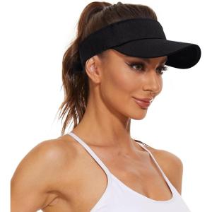 imageWomens Cotton Sun Protection Visor Hats  Sports Sun Visor CapA Black
