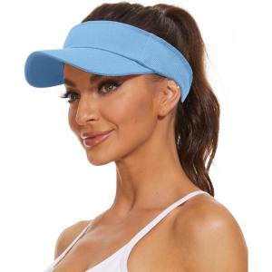 imageWomens Cotton Sun Protection Visor Hats  Sports Sun Visor CapBlue