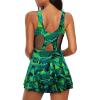 imageAmerican Trends Bathing Suit for Women Tummy Control Swim Dress One Piece Swimsuits Mesh Swimming Suit Skirt SwimwearGreen Leaf