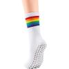 imageAmerican Trends Pilates Socks with Grips for Women Yoga ampamp Barre  Non Slip1 Pairwhite Rainbow