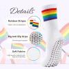 imageAmerican Trends Pilates Socks with Grips for Women Yoga ampamp Barre  Non Slip1 Pairwhite Rainbow
