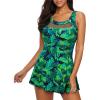 imageAmerican Trends Bathing Suit for Women Tummy Control Swim Dress One Piece Swimsuits Mesh Swimming Suit Skirt SwimwearGreen Leaf