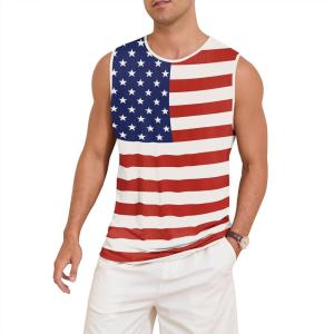 imageAmerican Trends Mens Tank Tops Beach Summer Sleeveless Tee Shirts Hawaiian Muscle Graphic Tank Tops for MenFlag