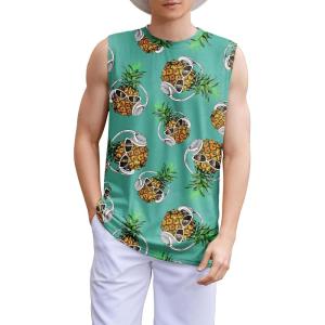imageAmerican Trends Mens Tank Tops Beach Summer Sleeveless Tee Shirts Hawaiian Muscle Graphic Tank Tops for MenPineapple Blue